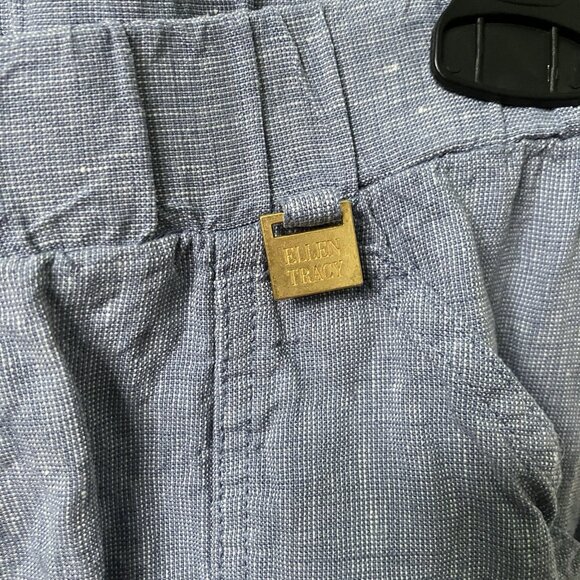 Ellen Tracy Linen Capri Pants Womens M Cropped Summer Coastal Boho Blue - Picture 8 of 9